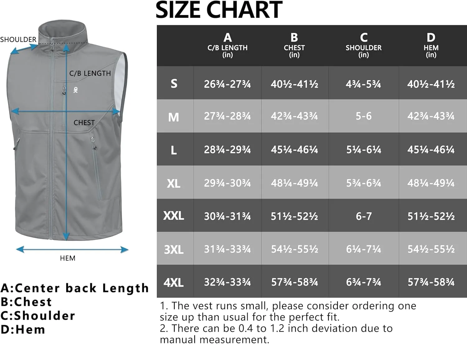 Little Donkey Andy Men's Lightweight Softshell Vest Windproof Sleeveless Jacket for Travel Hiking Running Golf