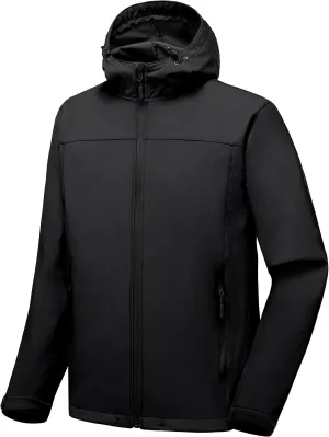 Little Donkey Andy Men’s Softshell Jacket with Removable Hood, Fleece Lined