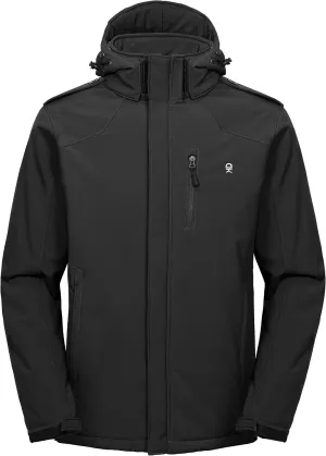 Little Donkey Andy Men's Warm Sherpa Lined Winter Softshell Jacket Windproof Mountain Ski Snow Coat with Removable Hood