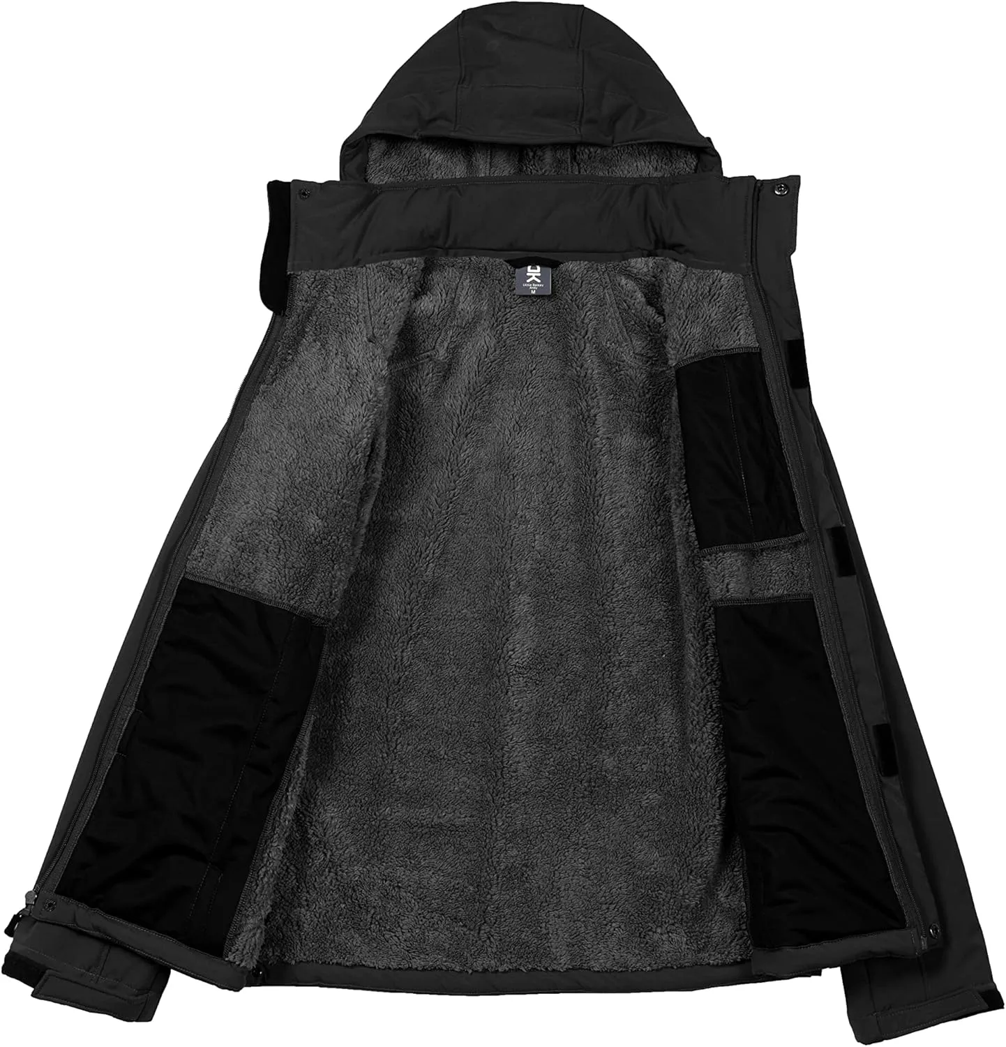 Little Donkey Andy Men's Warm Sherpa Lined Winter Softshell Jacket Windproof Mountain Ski Snow Coat with Removable Hood