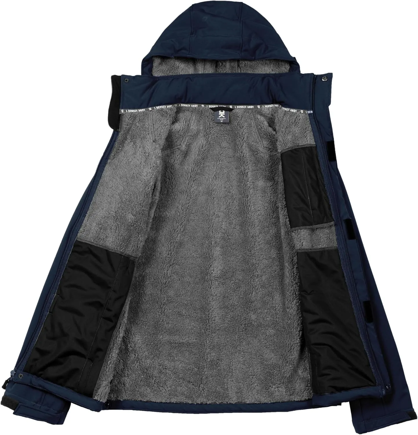 Little Donkey Andy Men's Warm Sherpa Lined Winter Softshell Jacket Windproof Mountain Ski Snow Coat with Removable Hood