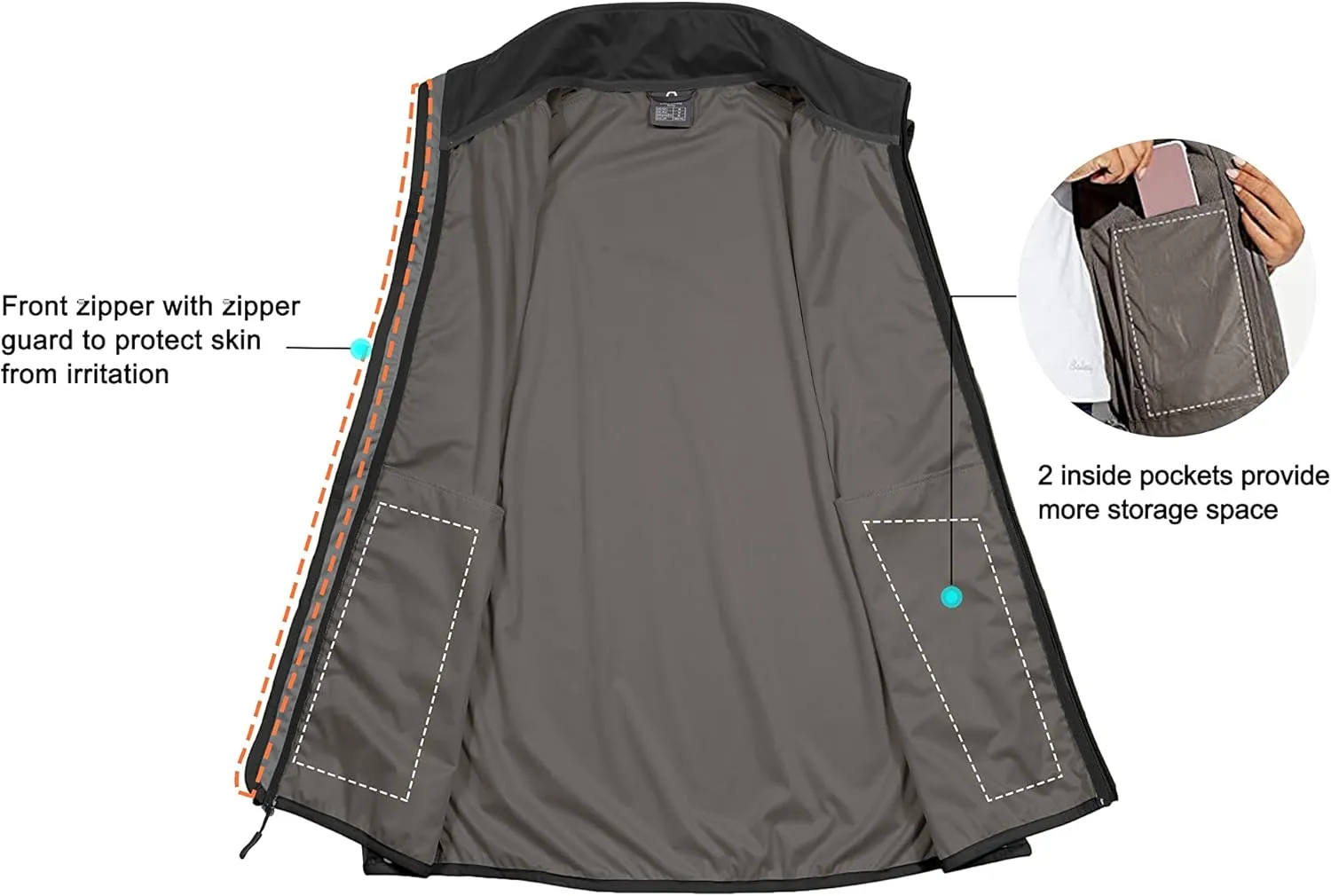 Little Donkey Andy Men's Water-resistant Outerwear Vests, Stretch Windproof Vest for Cycling, Running, Golf