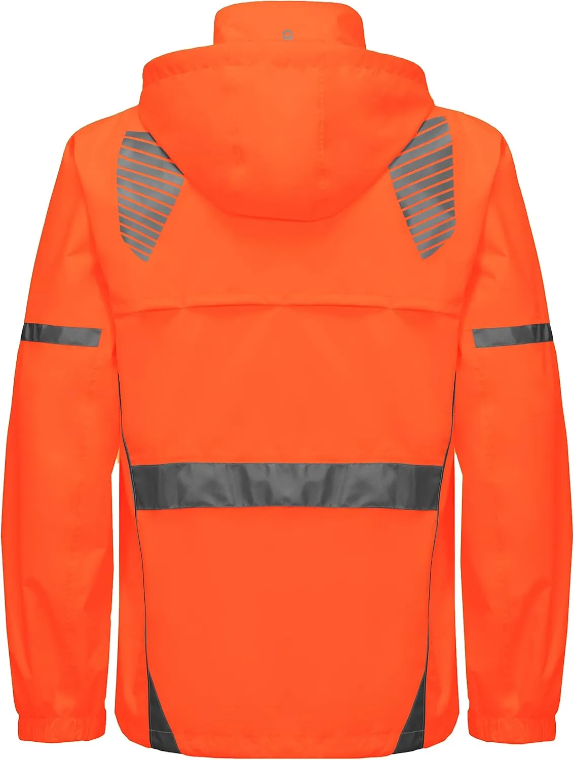 Little Donkey Andy Men's Waterproof Running Cycling Rain Jacket Reflective Raincoats Packable Windbreaker-Removable Hood