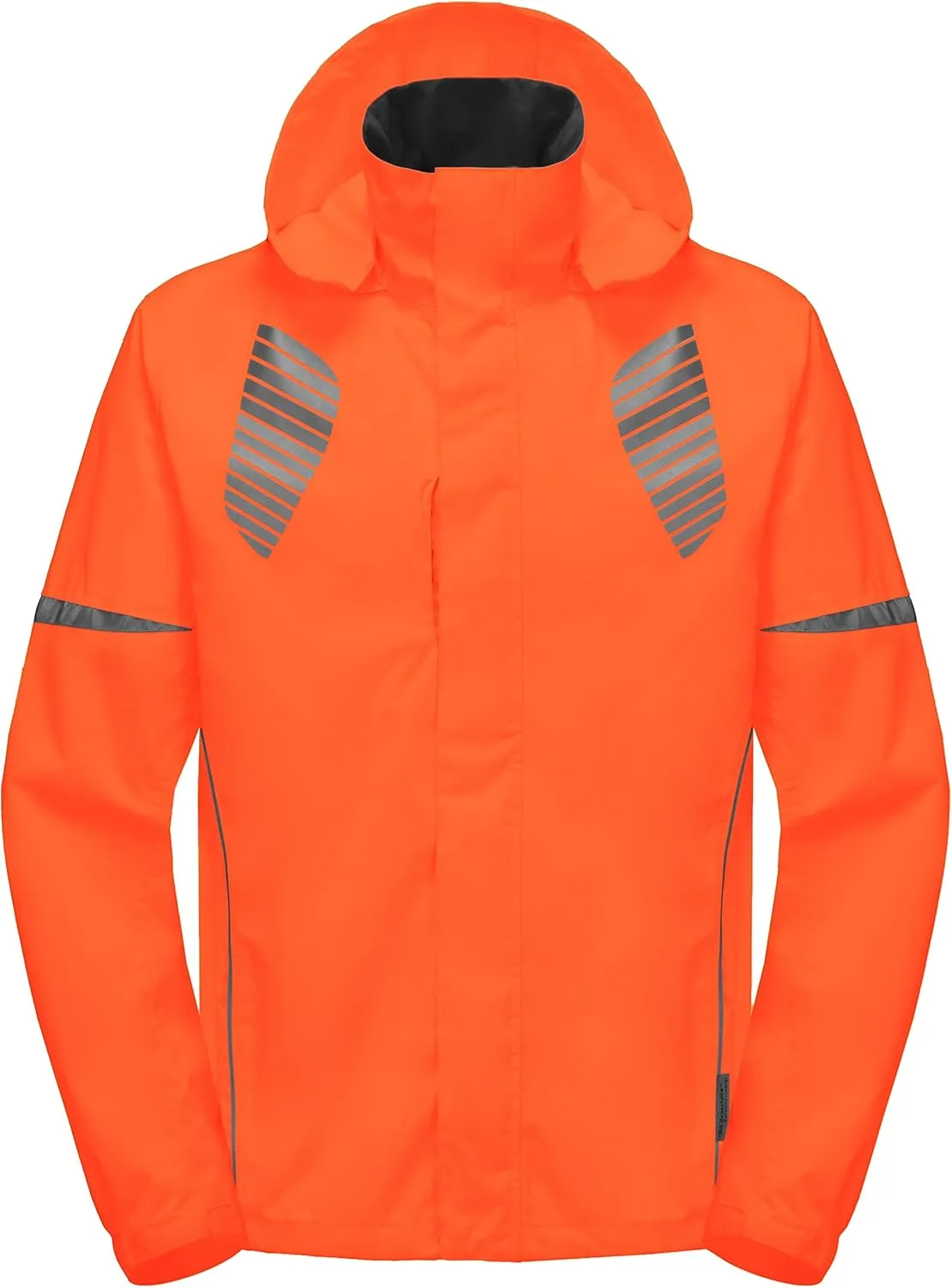 Little Donkey Andy Men's Waterproof Running Cycling Rain Jacket Reflective Raincoats Packable Windbreaker-Removable Hood