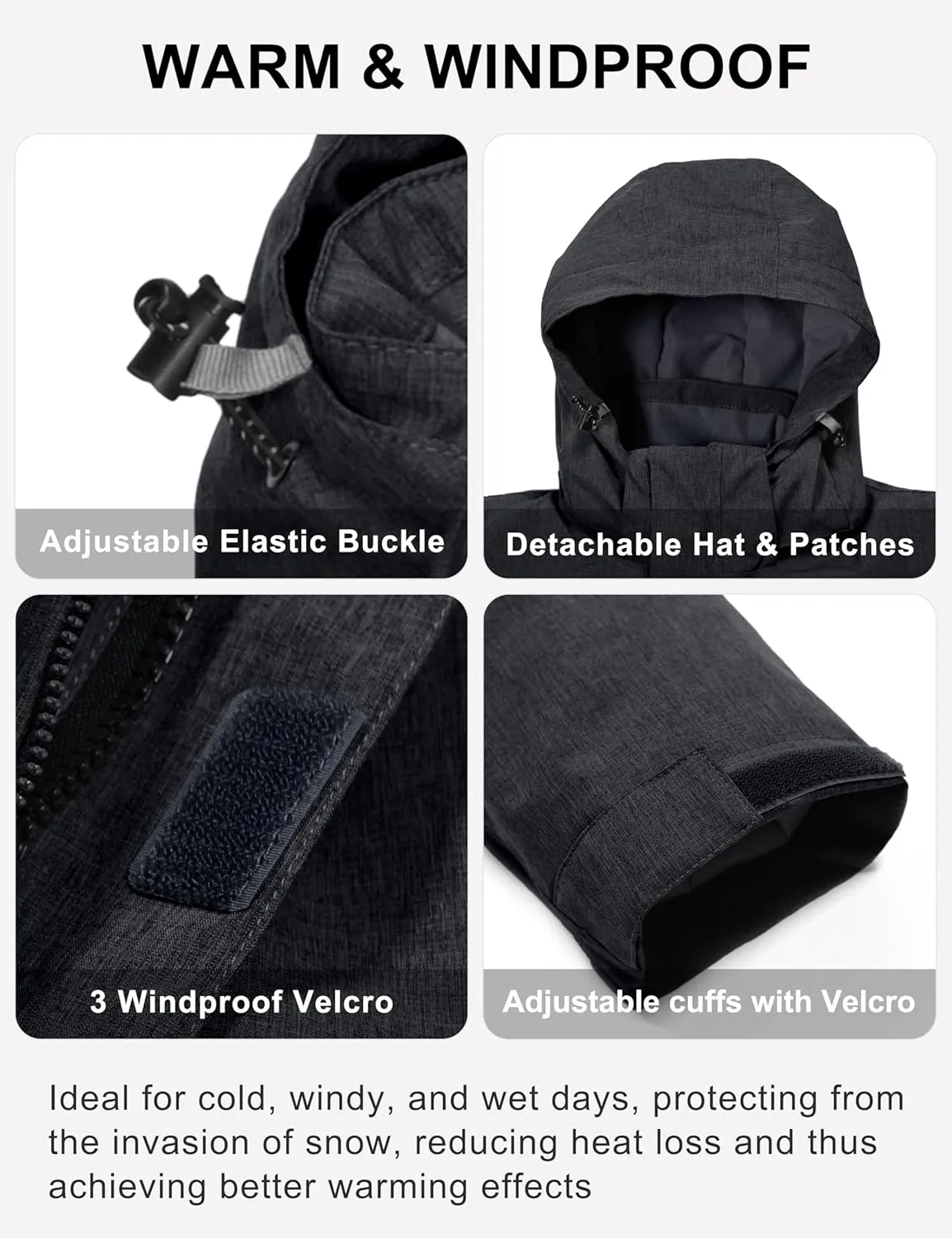 Little Donkey Andy Men's Waterproof Ski Snowboarding Jacket Windproof Warm Coat with Detachable Hood