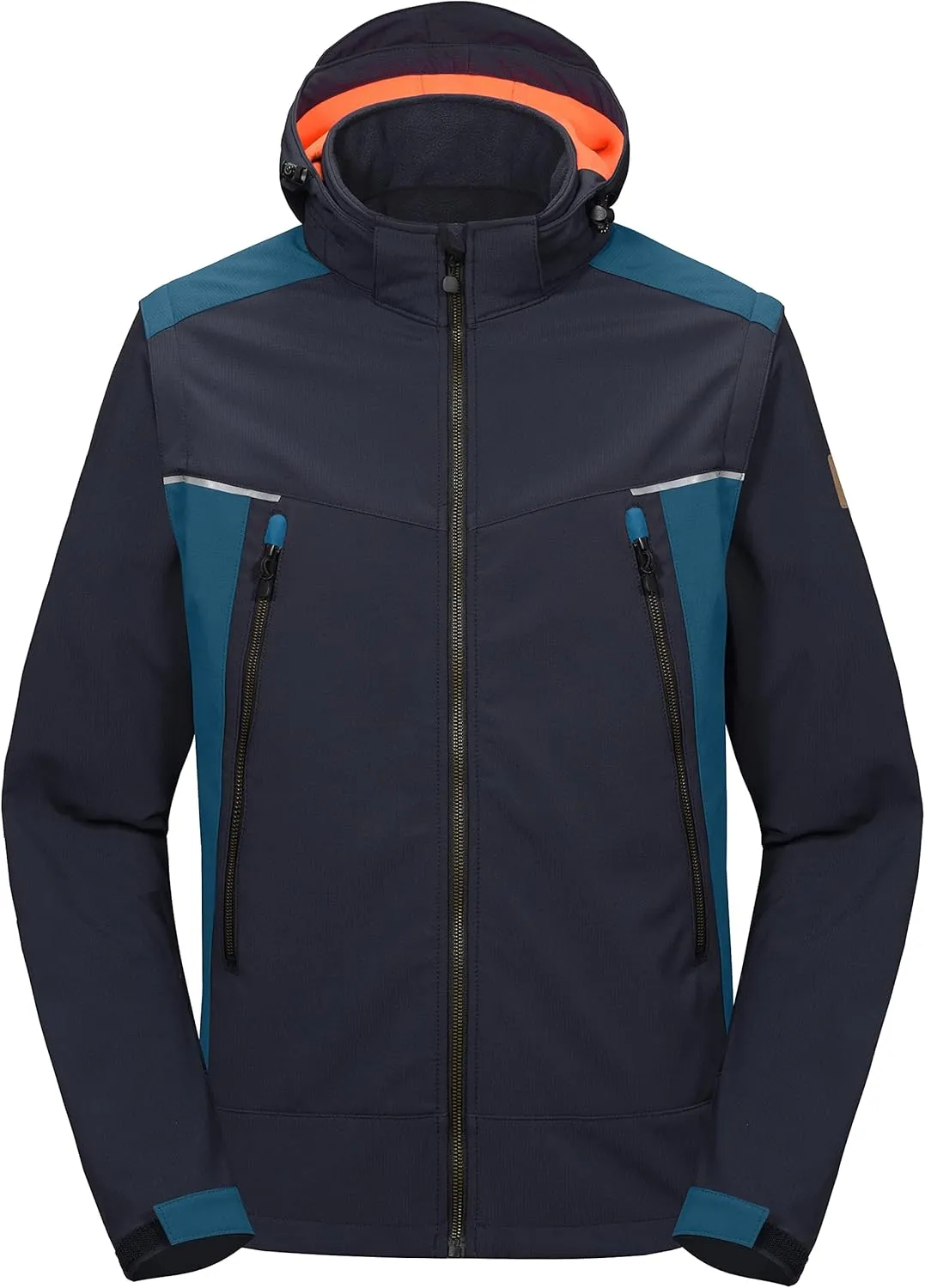 Little Donkey Andy Men's Waterproof Softshell Jacket with Detachable Sleeves and Hood, Fleece Mountain Ski Snow Rain Coat