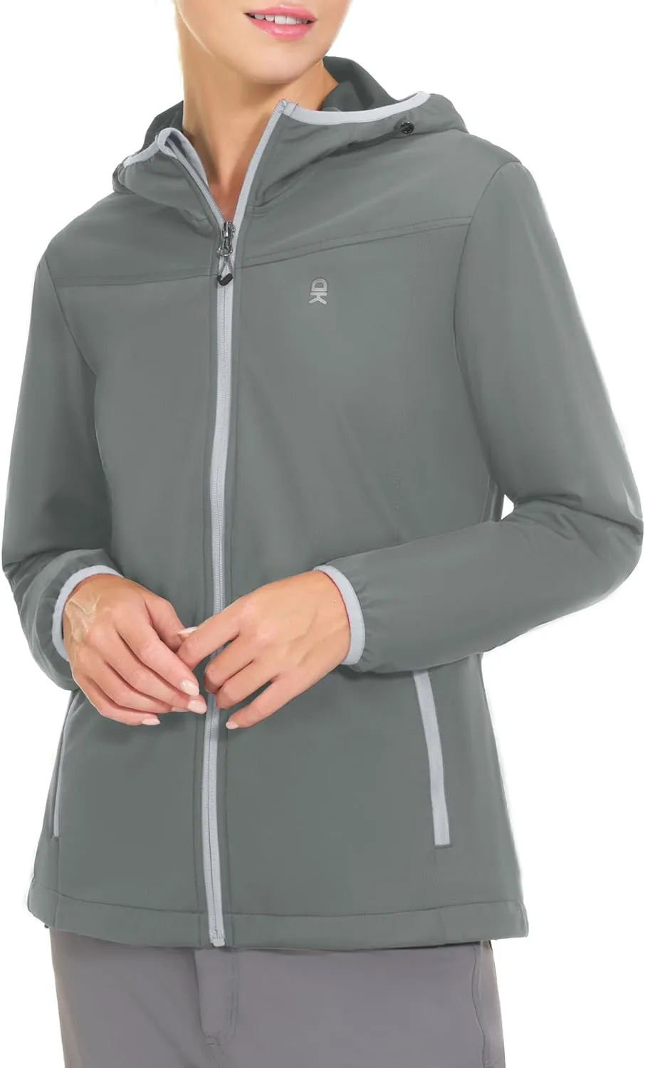 Little Donkey Andy Women's Lightweight Hooded Softshell Jacket for Running Travel Hiking, Windproof, Water Repellent