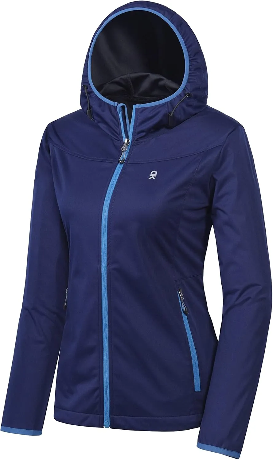 Little Donkey Andy Women's Lightweight Hooded Softshell Jacket for Running Travel Hiking, Windproof, Water Repellent