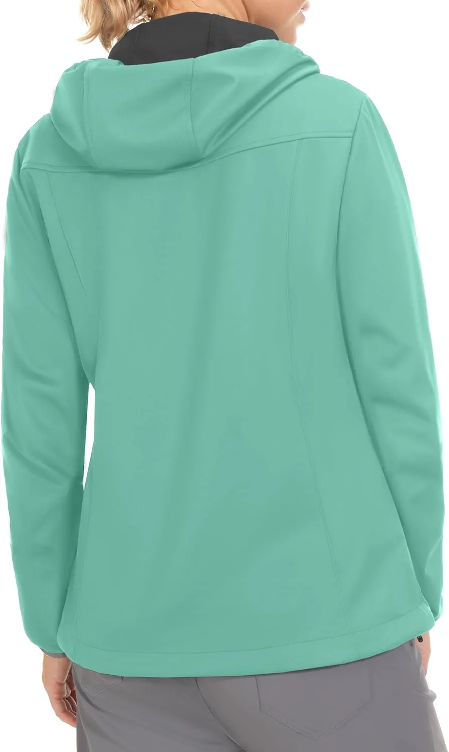 Little Donkey Andy Women's Lightweight Hooded Softshell Jacket for Running Travel Hiking, Windproof, Water Repellent