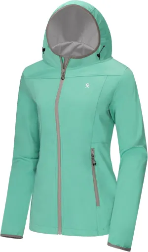 Little Donkey Andy Women's Lightweight Hooded Softshell Jacket for Running Travel Hiking, Windproof, Water Repellent