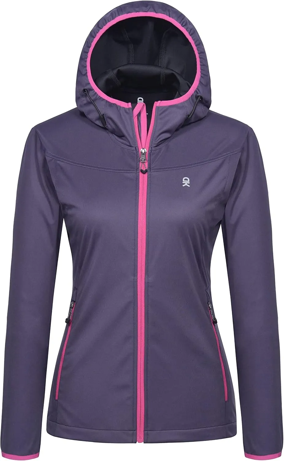 Little Donkey Andy Women's Lightweight Hooded Softshell Jacket for Running Travel Hiking, Windproof, Water Repellent