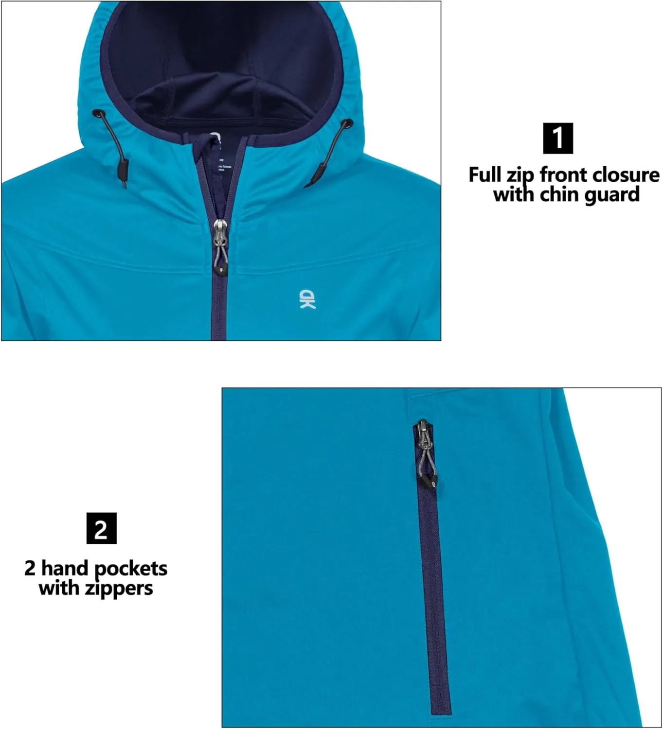 Little Donkey Andy Women's Lightweight Hooded Softshell Jacket for Running Travel Hiking, Windproof, Water Repellent