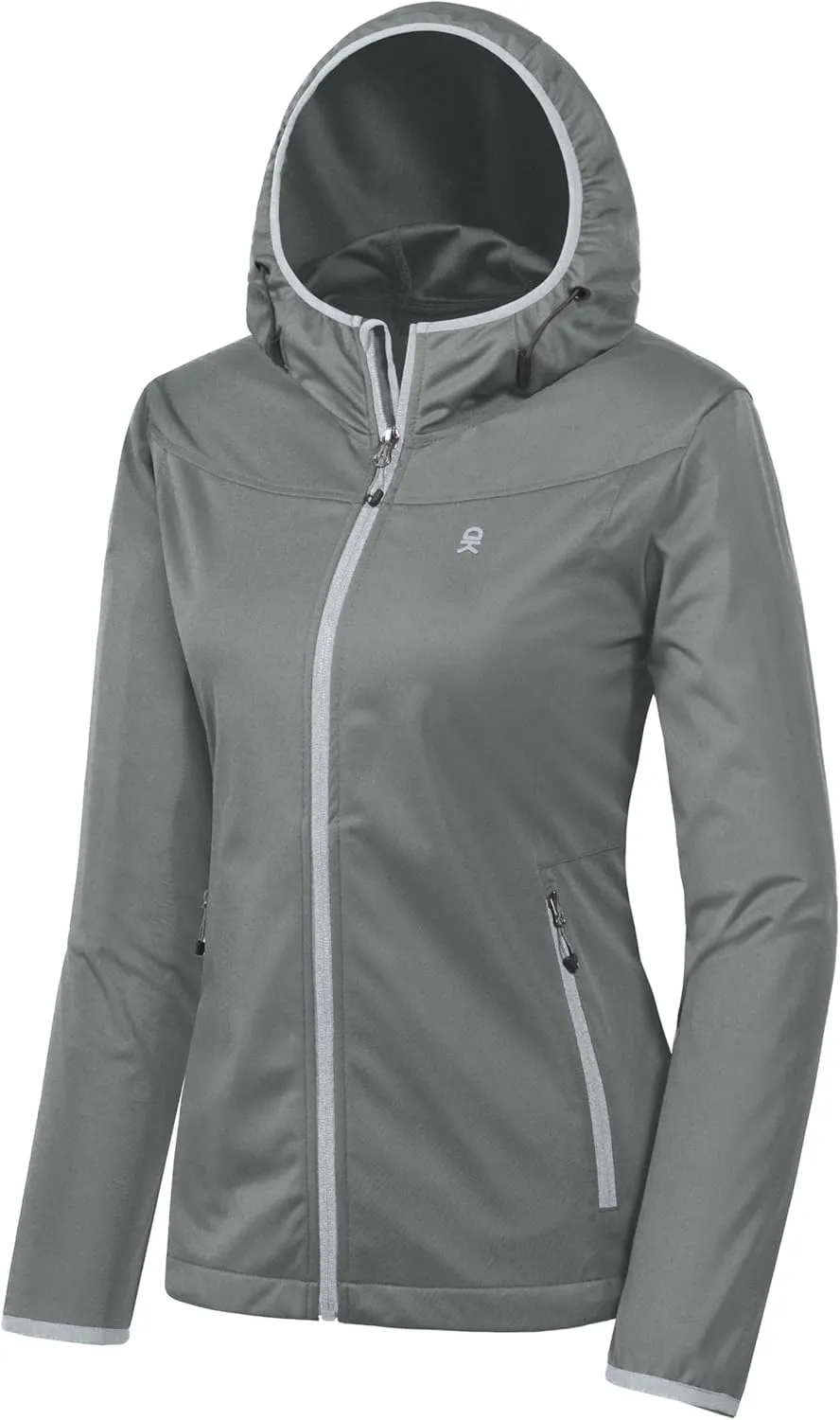 Little Donkey Andy Women's Lightweight Hooded Softshell Jacket for Running Travel Hiking, Windproof, Water Repellent