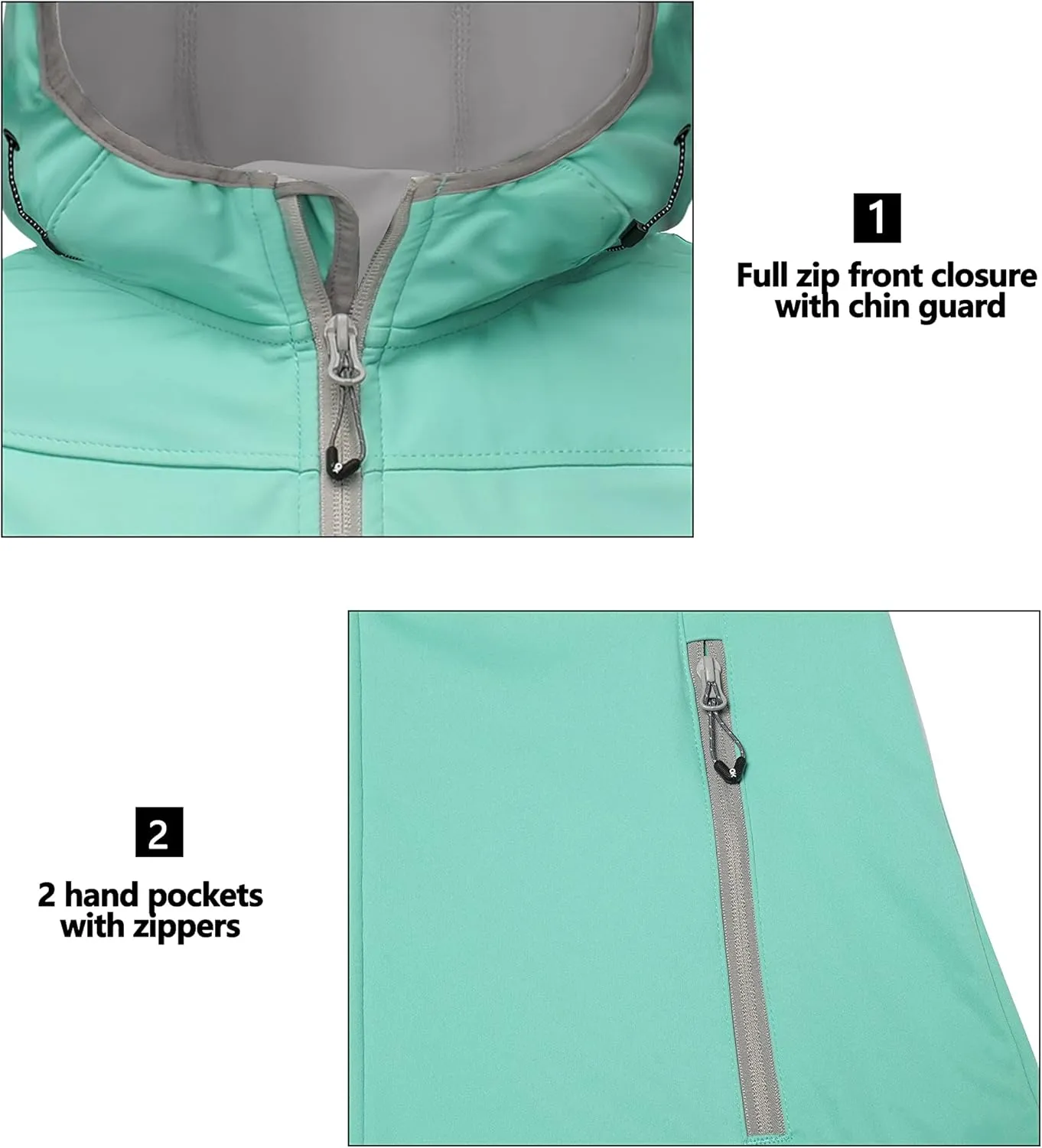 Little Donkey Andy Women's Lightweight Hooded Softshell Jacket for Running Travel Hiking, Windproof, Water Repellent