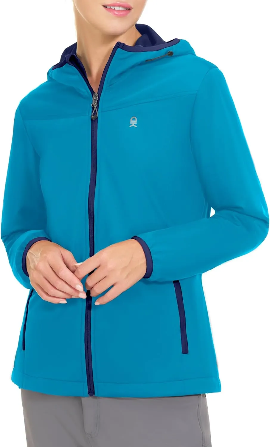 Little Donkey Andy Women's Lightweight Hooded Softshell Jacket for Running Travel Hiking, Windproof, Water Repellent