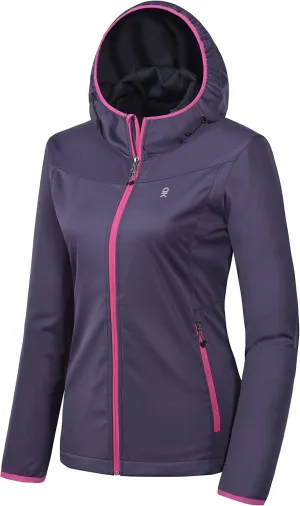Little Donkey Andy Women's Lightweight Hooded Softshell Jacket for Running Travel Hiking, Windproof, Water Repellent