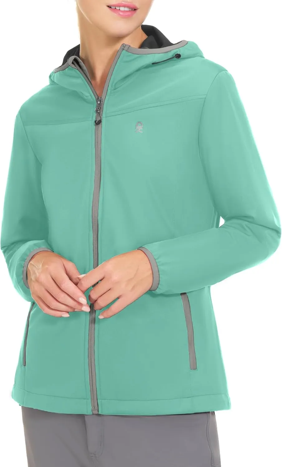 Little Donkey Andy Women's Lightweight Hooded Softshell Jacket for Running Travel Hiking, Windproof, Water Repellent