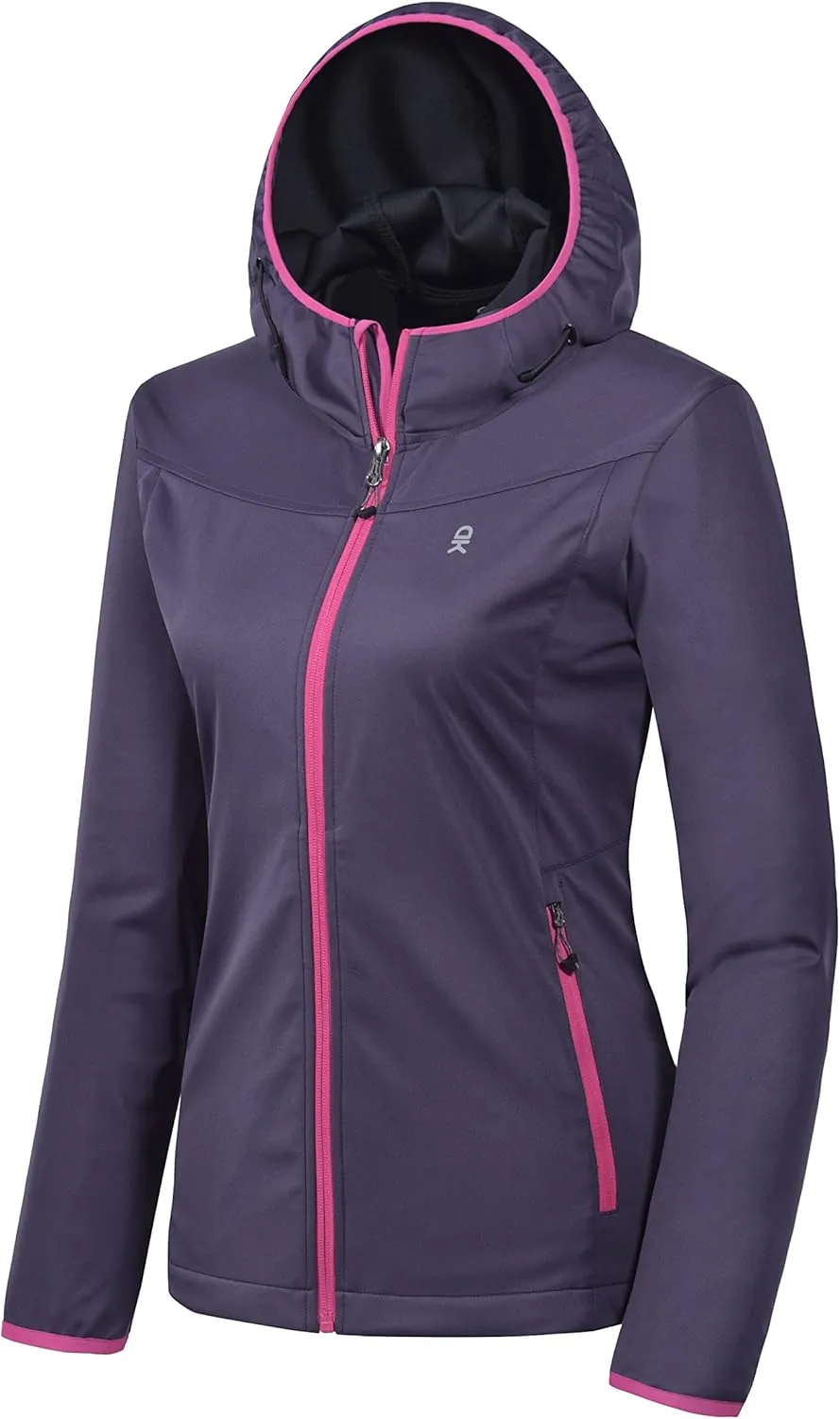 Little Donkey Andy Women's Lightweight Hooded Softshell Jacket for Running Travel Hiking, Windproof, Water Repellent