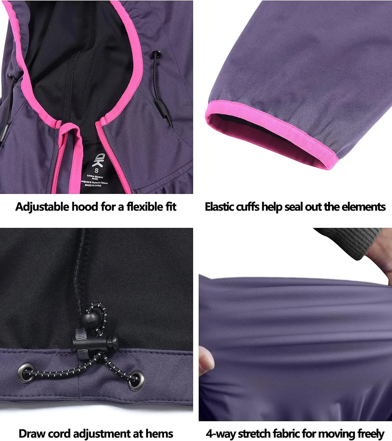 Little Donkey Andy Women's Lightweight Hooded Softshell Jacket for Running Travel Hiking, Windproof, Water Repellent