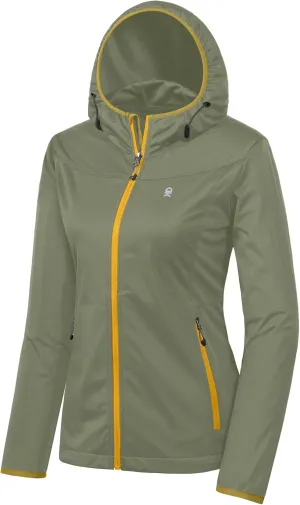 Little Donkey Andy Women's Lightweight Hooded Softshell Jacket for Running Travel Hiking, Windproof, Water Repellent