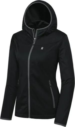 Little Donkey Andy Women's Lightweight Hooded Softshell Jacket for Running Travel Hiking, Windproof, Water Repellent