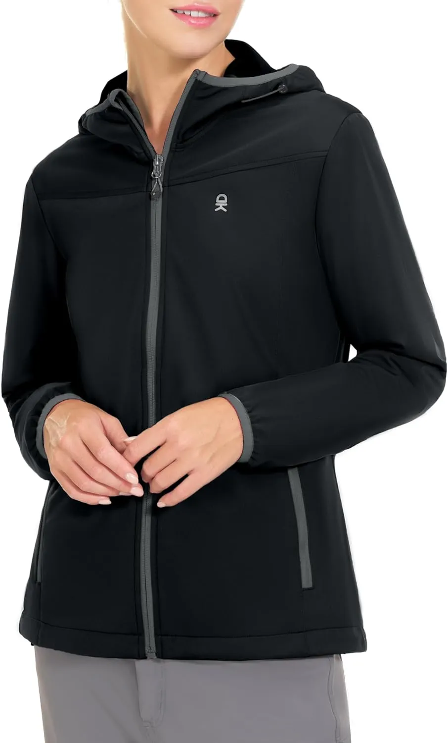 Little Donkey Andy Women's Lightweight Hooded Softshell Jacket for Running Travel Hiking, Windproof, Water Repellent