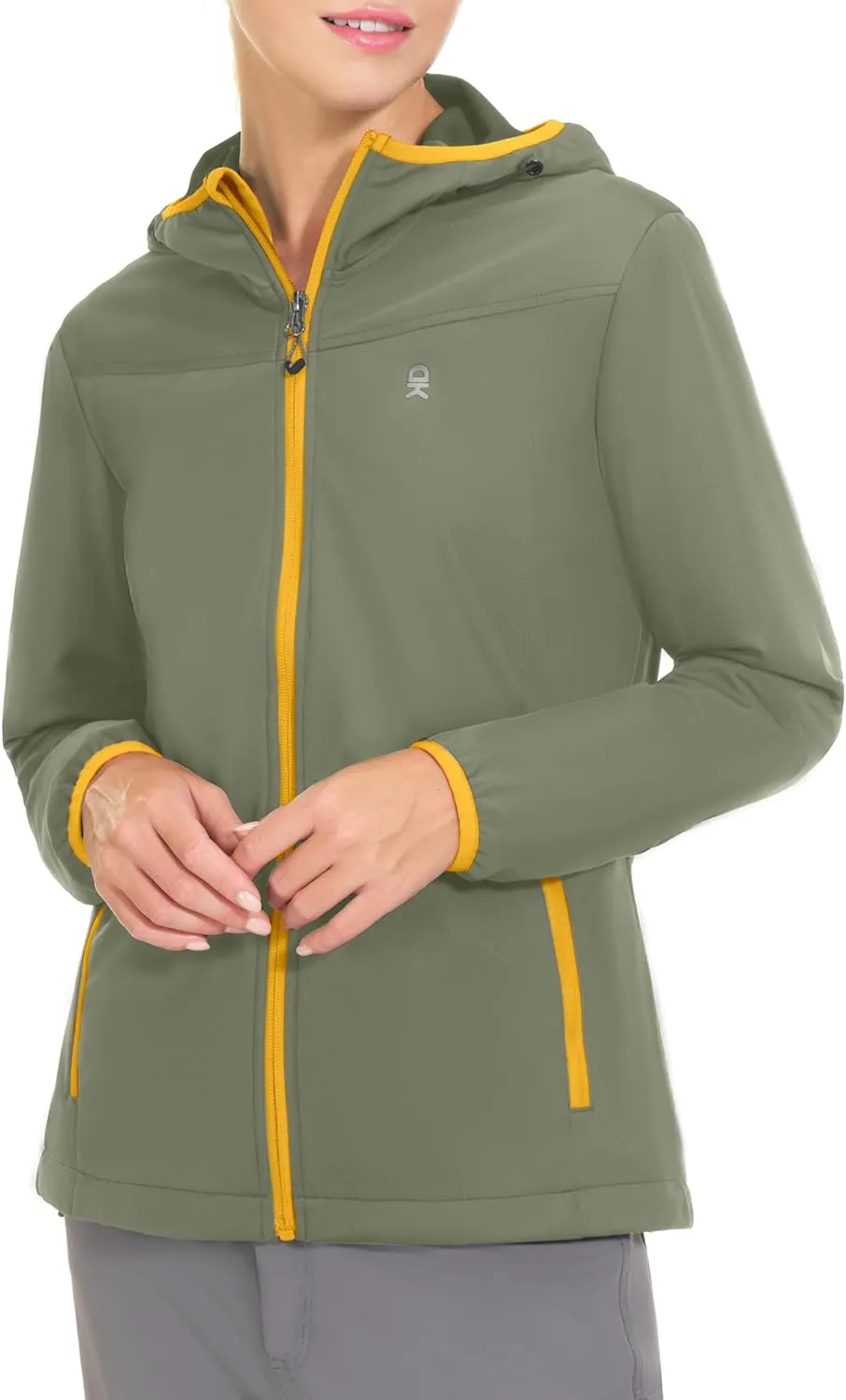 Little Donkey Andy Women's Lightweight Hooded Softshell Jacket for Running Travel Hiking, Windproof, Water Repellent