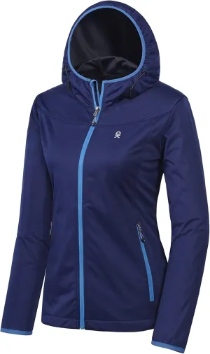 Little Donkey Andy Women's Lightweight Hooded Softshell Jacket for Running Travel Hiking, Windproof, Water Repellent