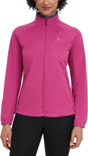 Little Donkey Andy Women’s Lightweight Softshell Jacket for Running Cycling, Water Repellent Windbreaker with Zipper Pockets