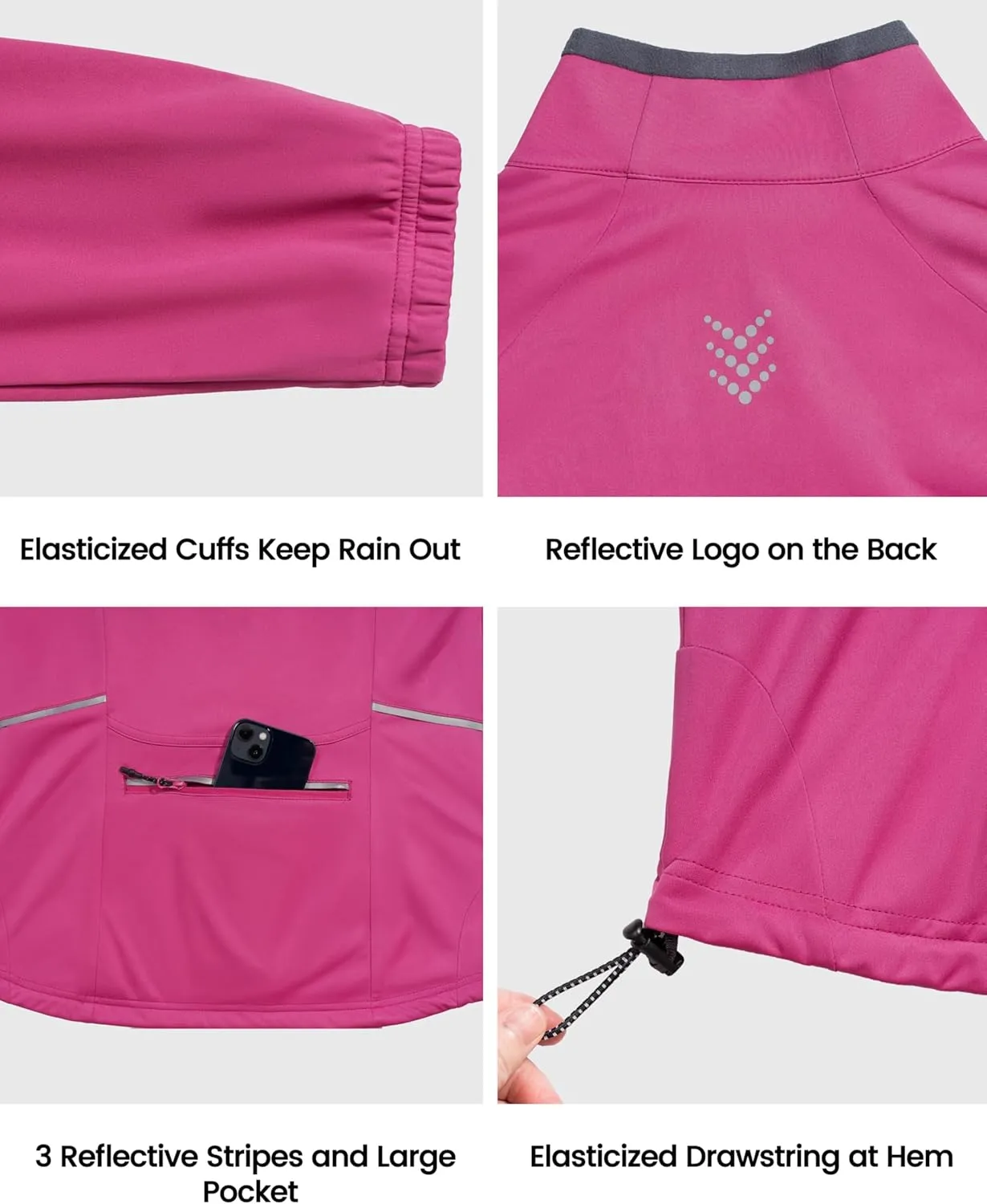 Little Donkey Andy Women’s Lightweight Softshell Jacket for Running Cycling, Water Repellent Windbreaker with Zipper Pockets