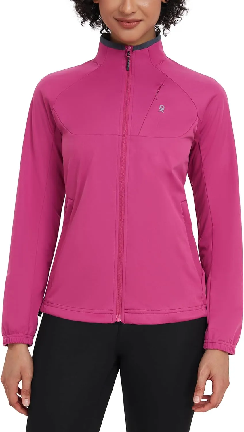 Little Donkey Andy Women’s Lightweight Softshell Jacket for Running Cycling, Water Repellent Windbreaker with Zipper Pockets