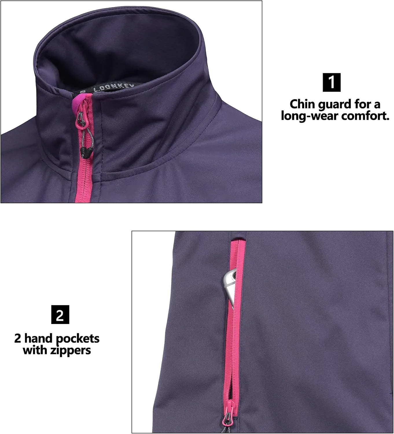 Little Donkey Andy Women's Lightweight Softshell Vest, Windproof Sleeveless Jacket for Running Hiking Travel
