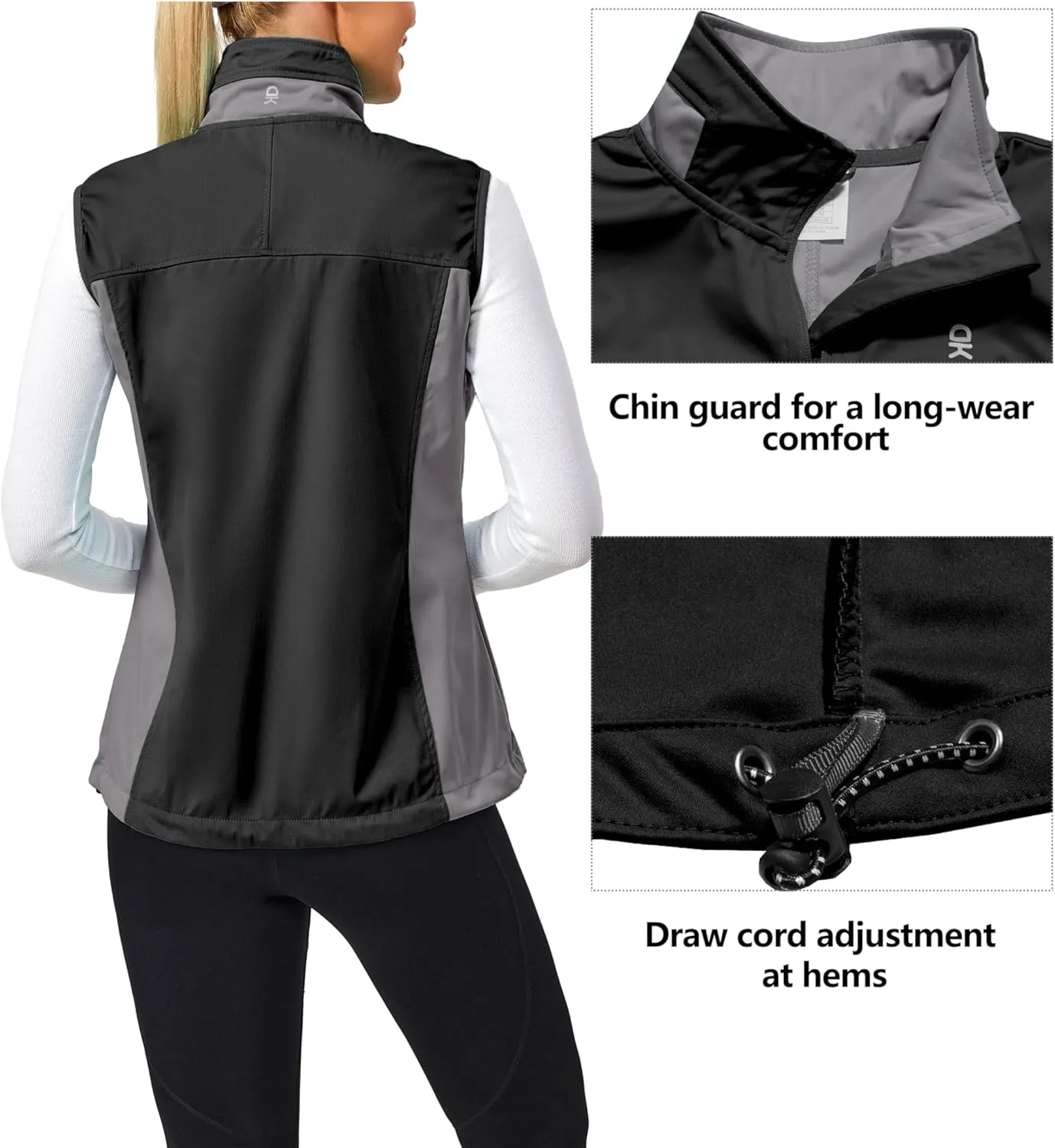 Little Donkey Andy Women's Lightweight Windproof Softshell Vest for Golf Tennis Running Cycling