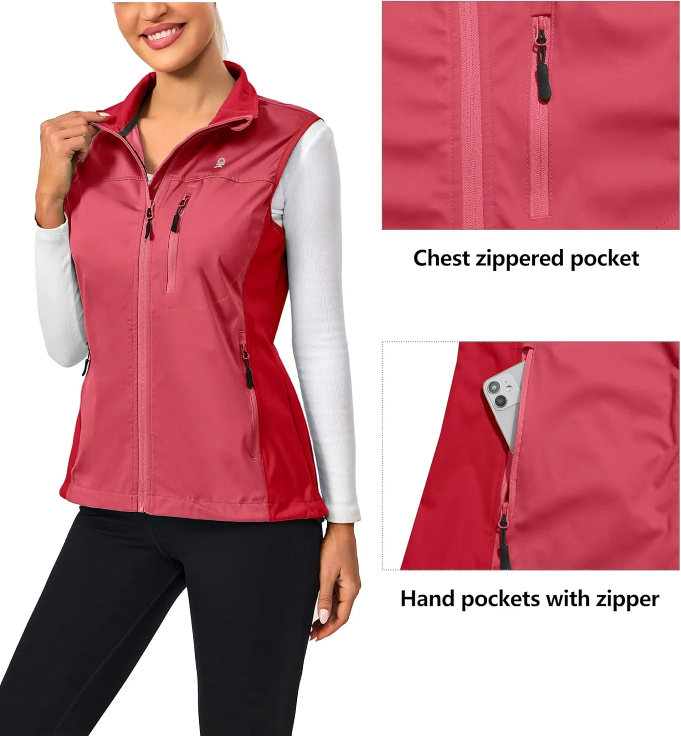 Little Donkey Andy Women's Lightweight Windproof Softshell Vest for Golf Tennis Running Cycling