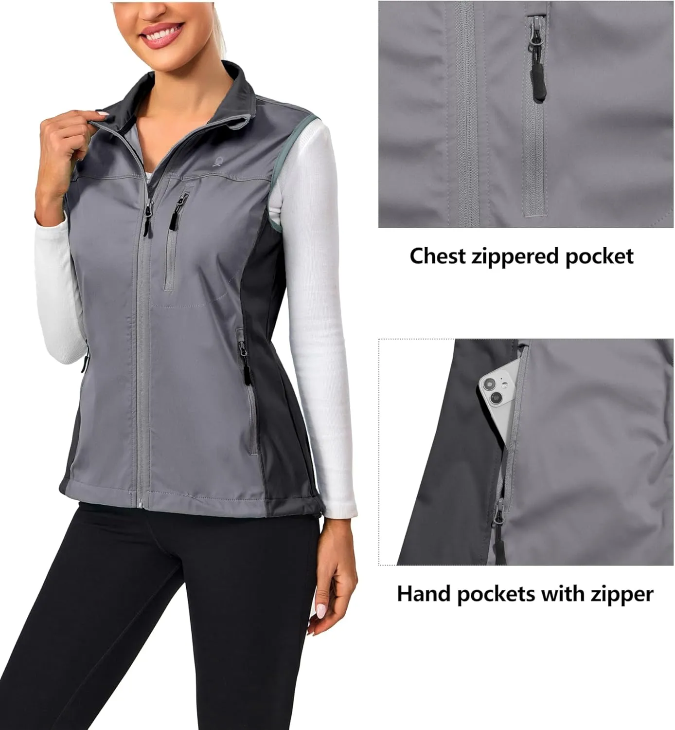 Little Donkey Andy Women's Lightweight Windproof Softshell Vest for Golf Tennis Running Cycling