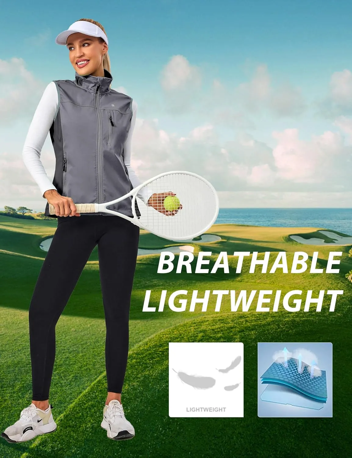 Little Donkey Andy Women's Lightweight Windproof Softshell Vest for Golf Tennis Running Cycling