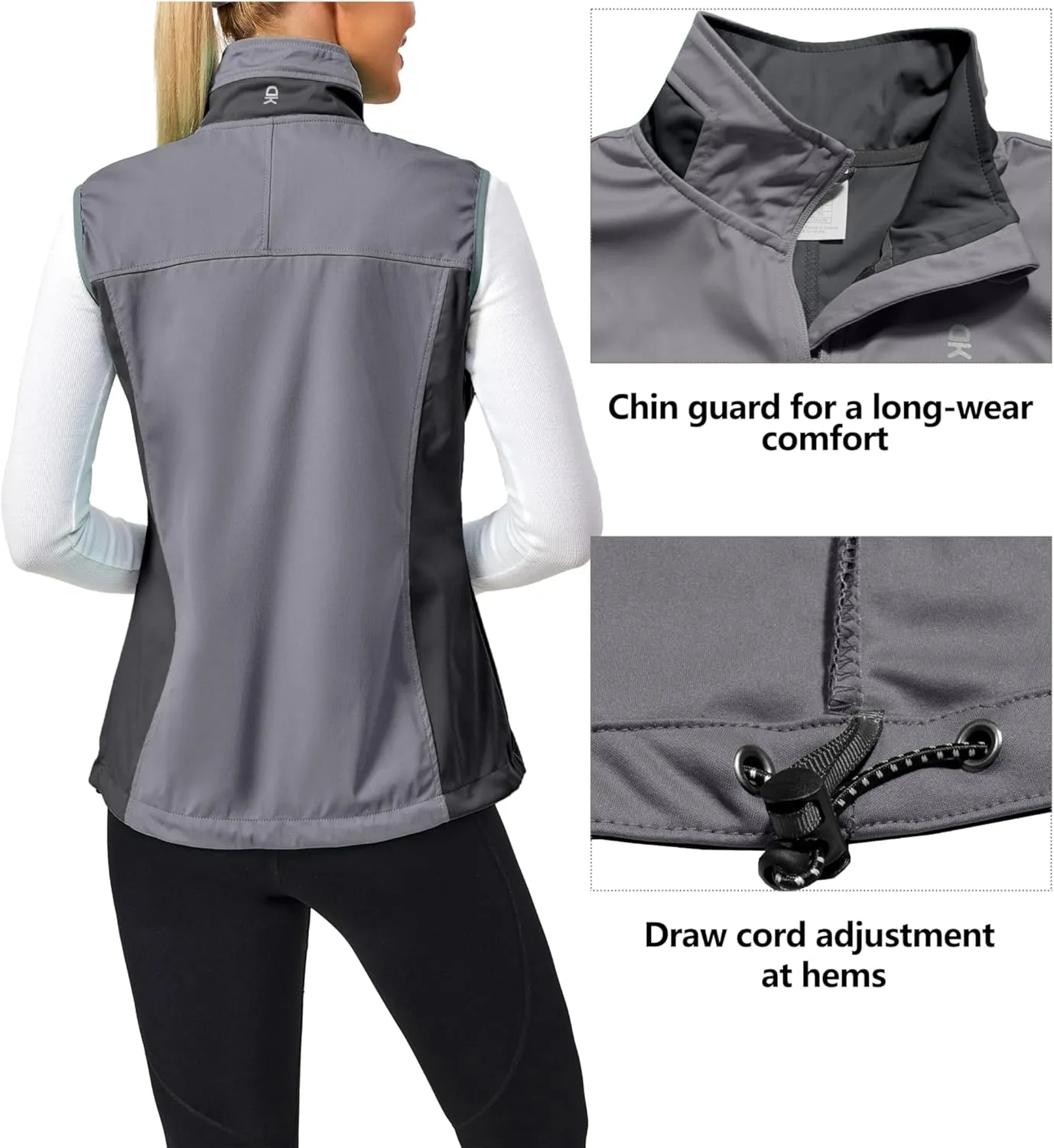 Little Donkey Andy Women's Lightweight Windproof Softshell Vest for Golf Tennis Running Cycling