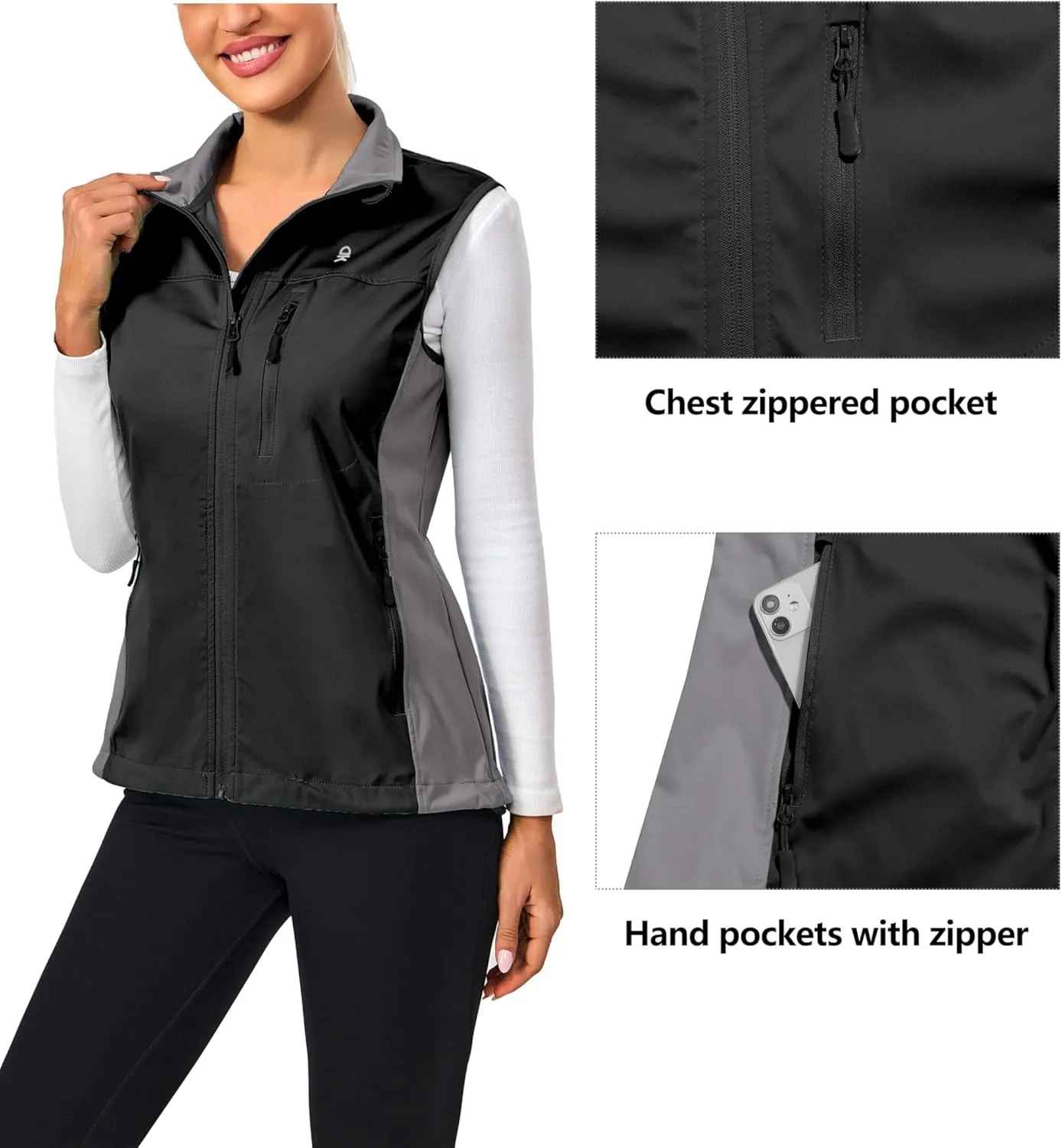 Little Donkey Andy Women's Lightweight Windproof Softshell Vest for Golf Tennis Running Cycling