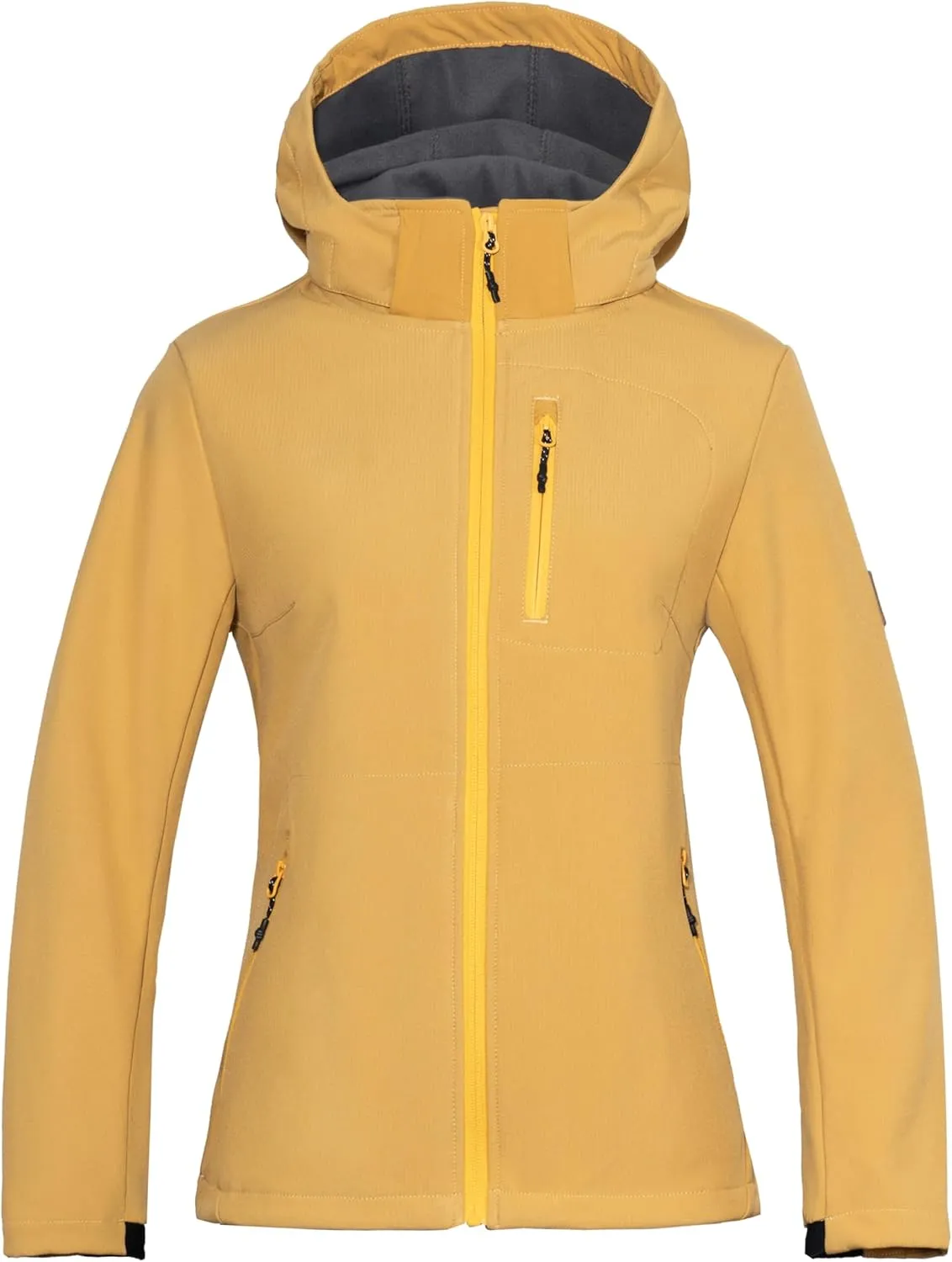 Little Donkey Andy Women’s Softshell Jacket, Ski Snowboarding Jacket with Removable Hood, Fleece Lined