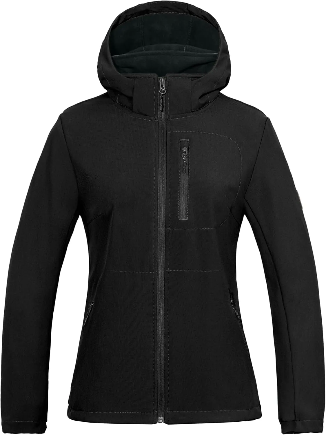 Little Donkey Andy Women’s Softshell Jacket, Ski Snowboarding Jacket with Removable Hood, Fleece Lined