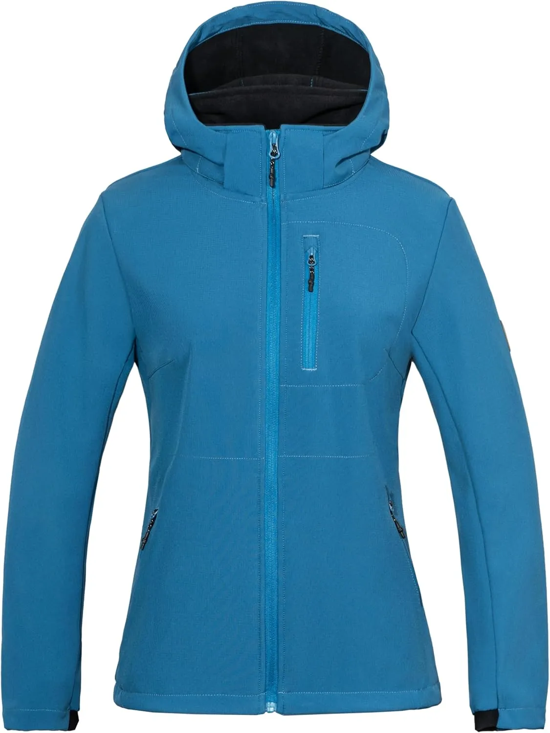 Little Donkey Andy Women’s Softshell Jacket, Ski Snowboarding Jacket with Removable Hood, Fleece Lined