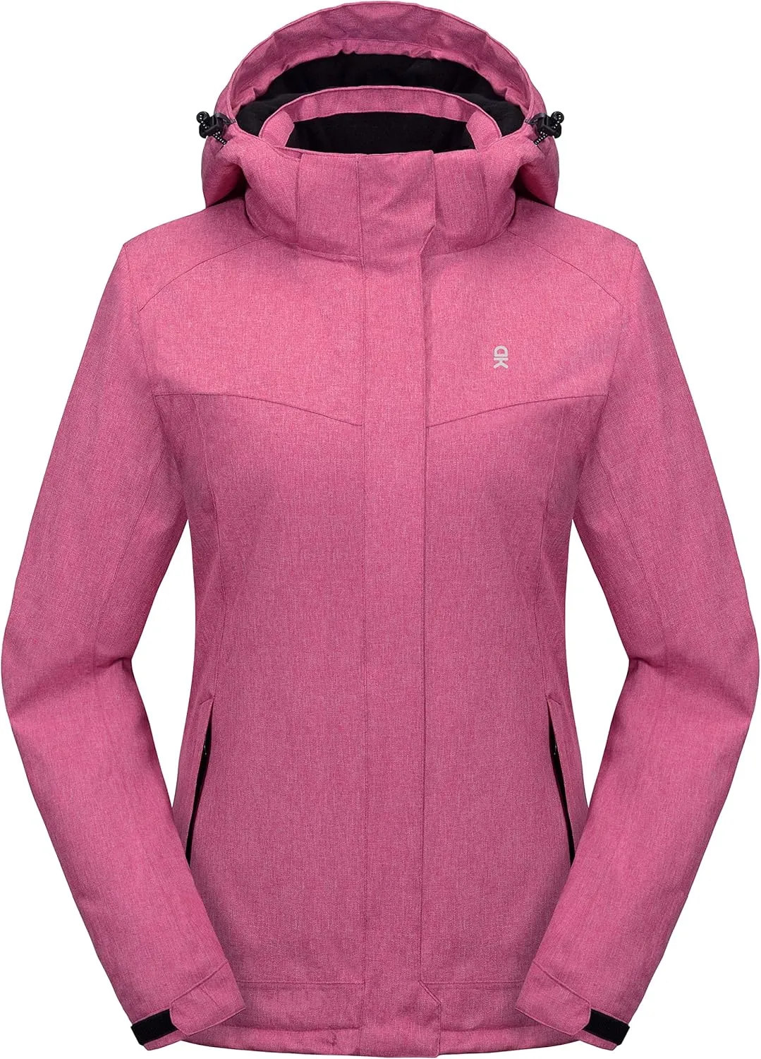 Little Donkey Andy Women's Waterproof Hiking Skiing Jacket with Removable Hood, Fleece Lined Winter Warm Rain Coat