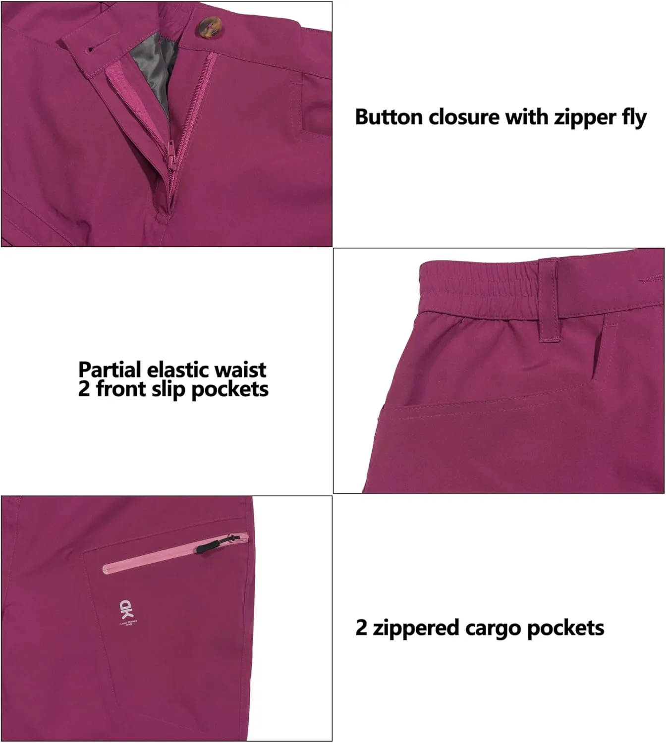 Little Donkey Andy Women's Waterproof Rain Pants Lightweight Breathable Rainproof Pants for Outdoor Hiking Golf