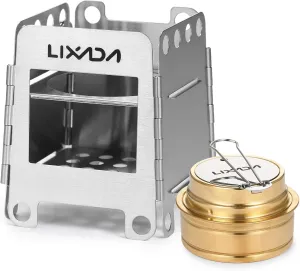 Lixada Camping Stove Stainless Steel Folding Wood Stove Portable Wood Burning Stove Pocket Stove for Outdoor Camping Cooking Picnic