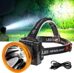 Lokilo Ultra-Bright LED Headlamp,High Lumen Rechargeable and Waterproof Headlight with Adjustable Headband for Night Work and Outdoor Use (Golden-White Light)