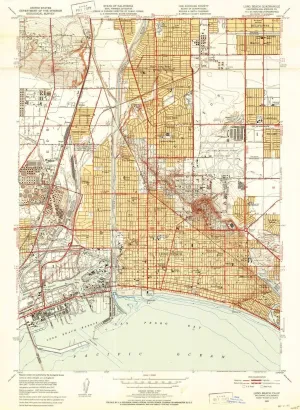Long Beach CA topo map, 1:24000 Scale, 7.5 X 7.5 Minute, Historical, 1949, Updated 1952, 30 x 21.9 in