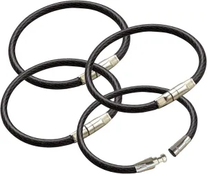 Lucky Line 4-1/2" Locking Cable Key Ring, Crimp to Permanently Close, Nylon Coated Steel Wire, Corrosion-Resistant, 25 Pack, Black (80820)