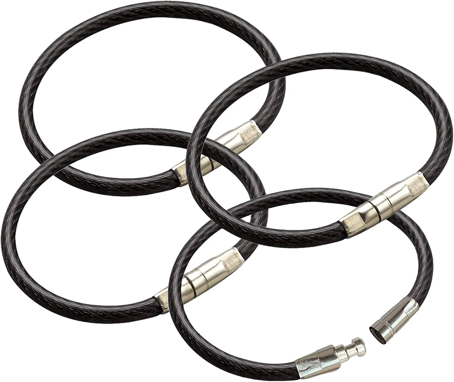 Lucky Line 4-1/2" Locking Cable Key Ring, Crimp to Permanently Close, Nylon Coated Steel Wire, Corrosion-Resistant, 25 Pack, Black (80820)