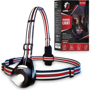 LUMEFIT Running Lights for Runners with Yellow Reflective Vest, Adjustable Beam Night Safety LED Chest Light Run, Dog Walking, and Jogging Gear, Rechargeable Headlamp Flashlight