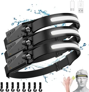 Lumi Light Led Headband, Lumilight Headlamp, Lumilight Led, 230 Degree Led Headlamp, Sensing Head Lamps Led Rechargeable Super Bright,Lightweight Waterproof for Outdoor Activities (B-3PC)